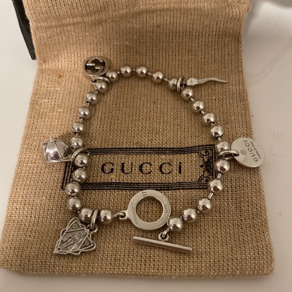 GUCCI Sterling Silver Boule Five Charms Bracelet